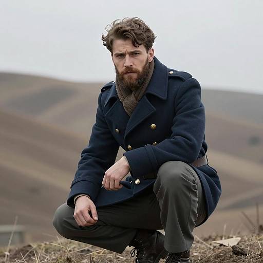 Bearded Man in Barren Landscape