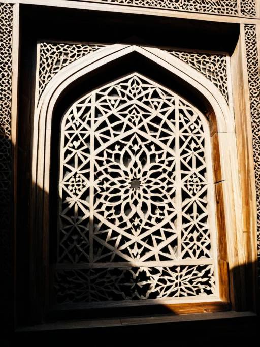 Intricate Mashrabiya Window with Sunlight