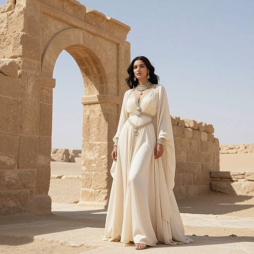 Graceful Woman by Ancient Stone Archway