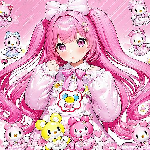 Illustration of My melody, sanrio in the style of Komeshiro kasu