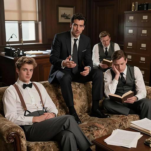 Dynamic Office Scene with Four Men