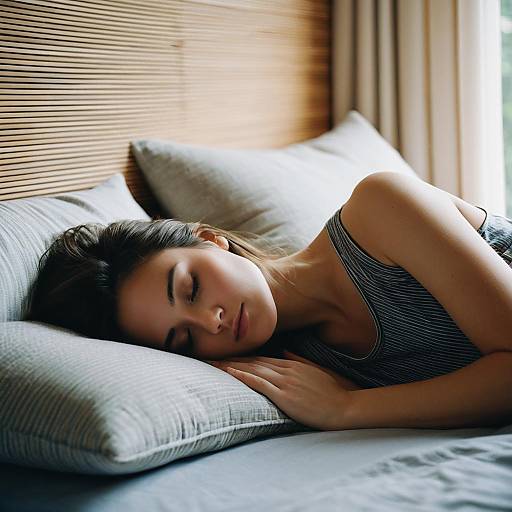 Calm Young Woman Sleeping in Bed