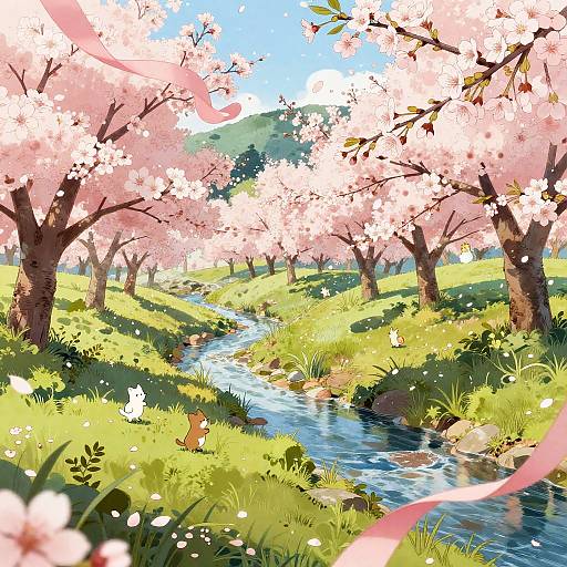 Whimsical Springtime Cherry Orchard
