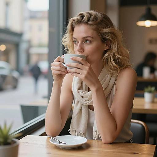 Candid Coffee Moment in Cozy Café