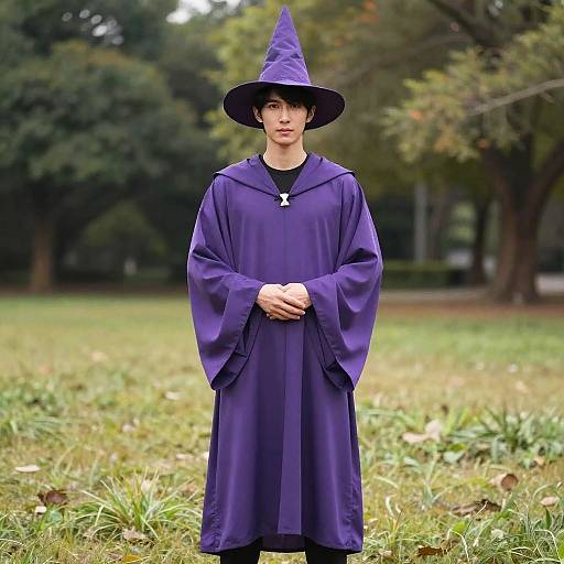 Man in Purple Wizard Costume
