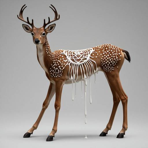 Ethereal Deer with Floral Markings Ethereal Deer with Floral Markings