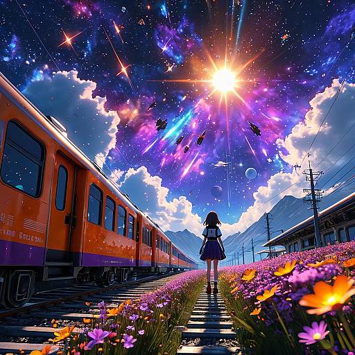 Kawaii Sci-Fi Landscape with Girl