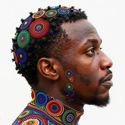 Cinematic Pointillism Filigree Robot Close-Up