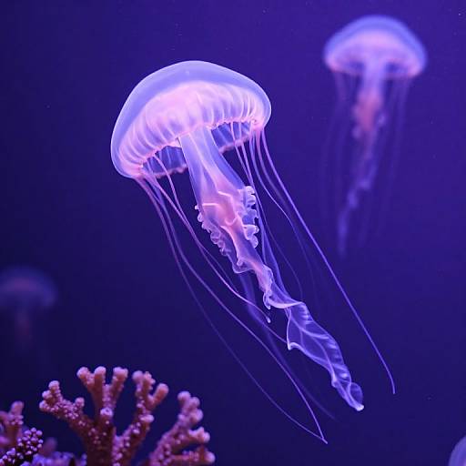 Bioluminescent Jellyfish in Violet Abyss