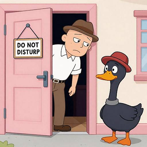 Whimsical Cartoon of a Concerned Duck