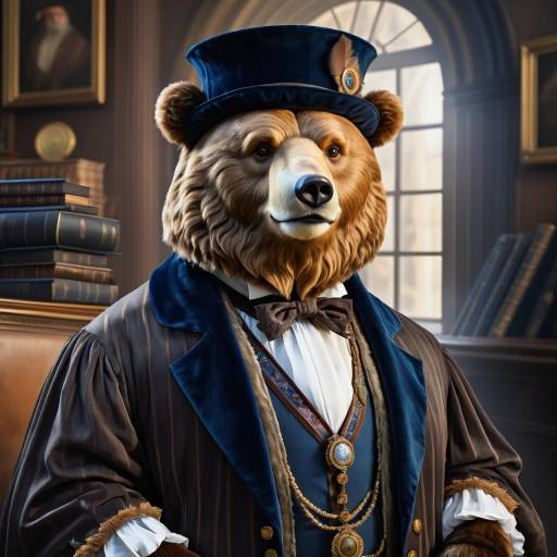 Bear Historian in Elegant Attire