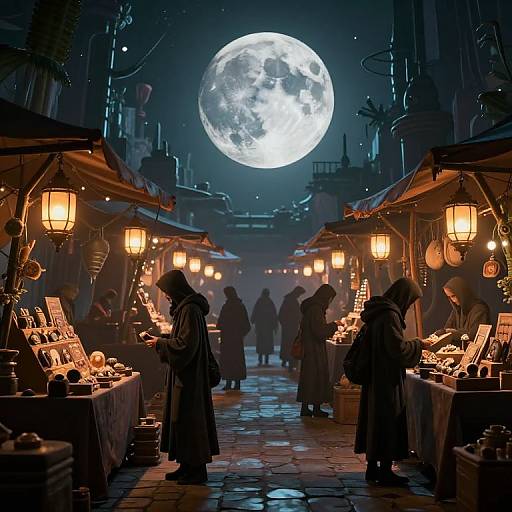 Cyberpunk Interdimensional Marketplace Scene