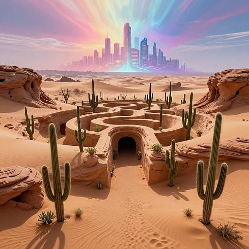 Surreal Desert Oasis Aerial View