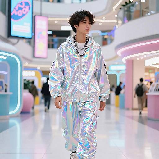 Y2K Aesthetic Futuristic Mall Scene