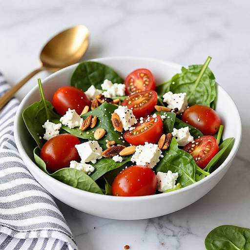 Fresh Spinach Salad with Toppings