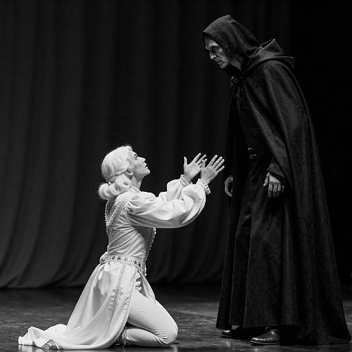 Kneeling Plea Under Menacing Cloak