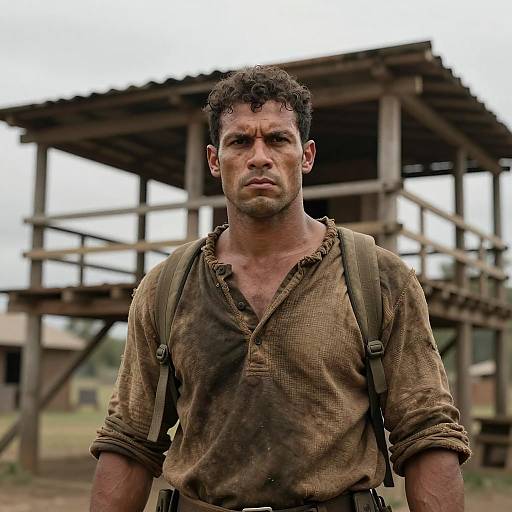Muscular Man in Rustic Setting