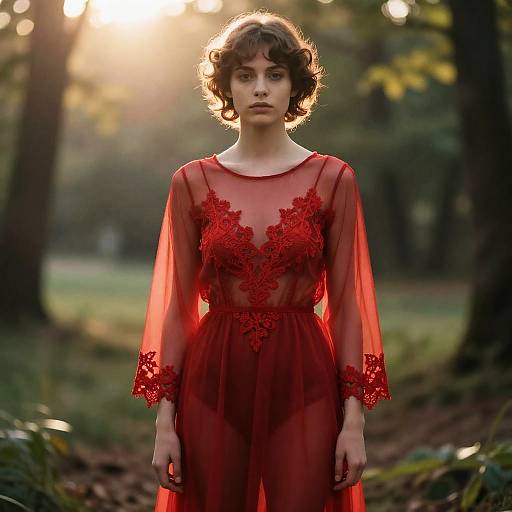 Sunrise in Red: Non-binary Forest Portrait