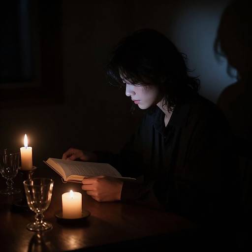 Moonlit Solitary Portrait in Candlelight