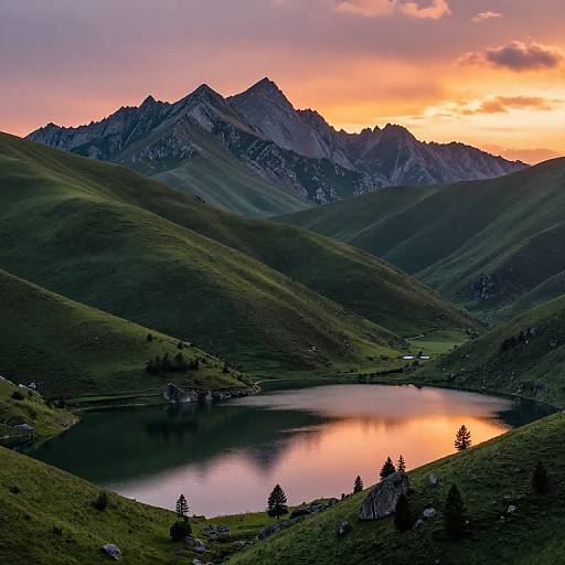 Golden Hour Mountain Lake Landscape