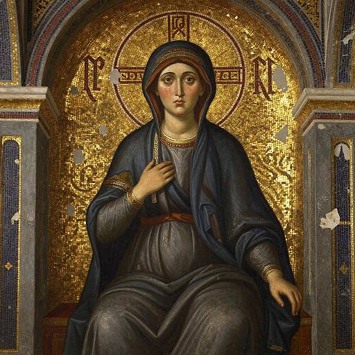 Byzantine Icon of Russian Princess in Mosaic Basilica