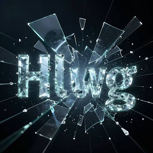 Digital artwork of glowing, shattered glass letters 