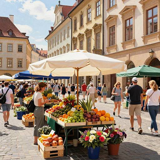 Lively European Summer Market Scene