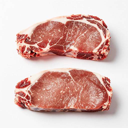 Two Raw Beef Steaks on White Background