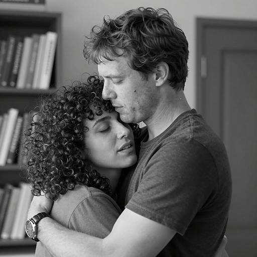 Intimate Black-and-White Embrace