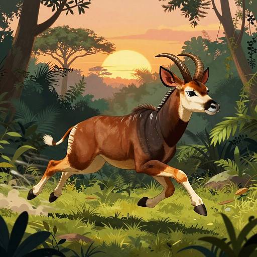 Fearless Okapi Darting Through Rainforest