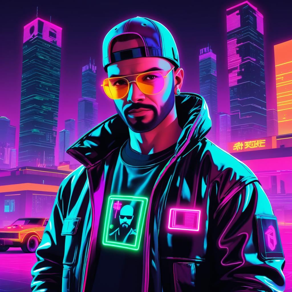 Cyberpunk Hacker in Neon GTA Style