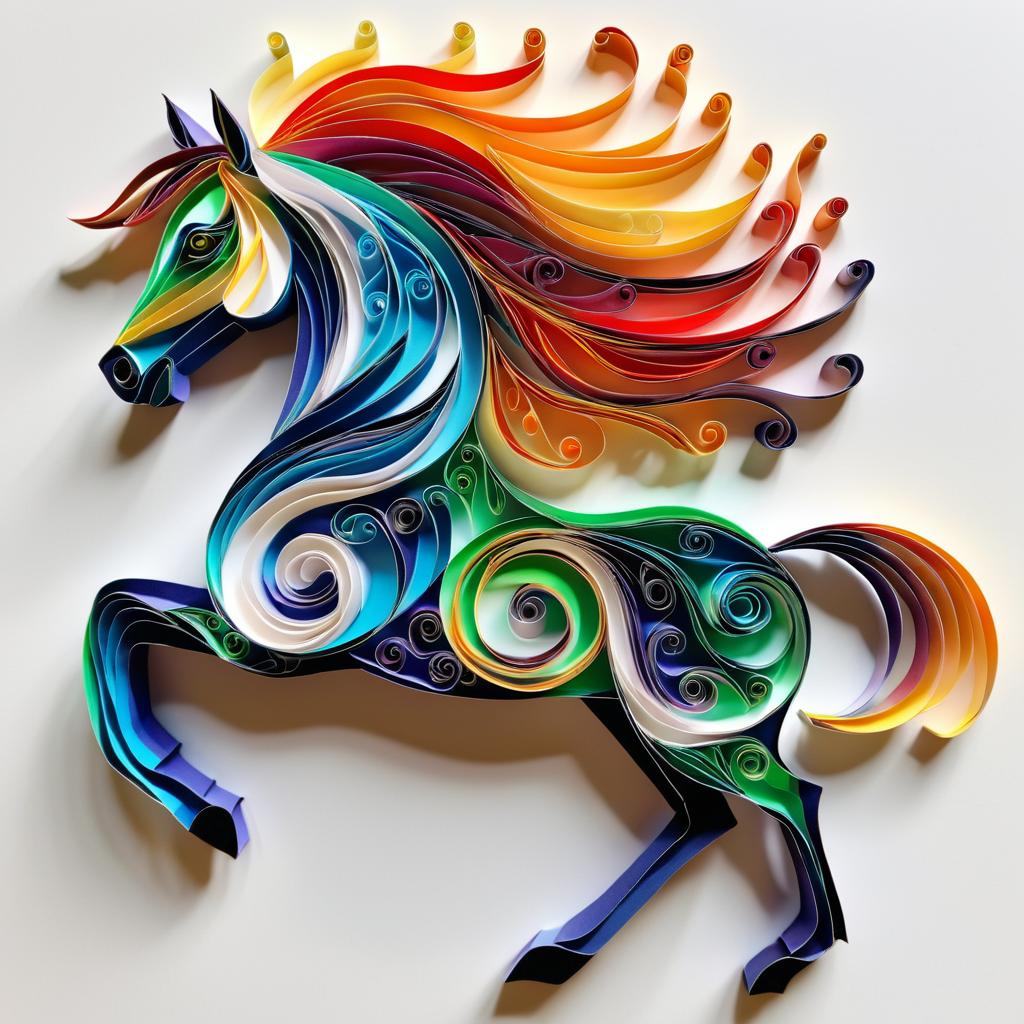 Dynamic Paper Quilling Horse Artwork