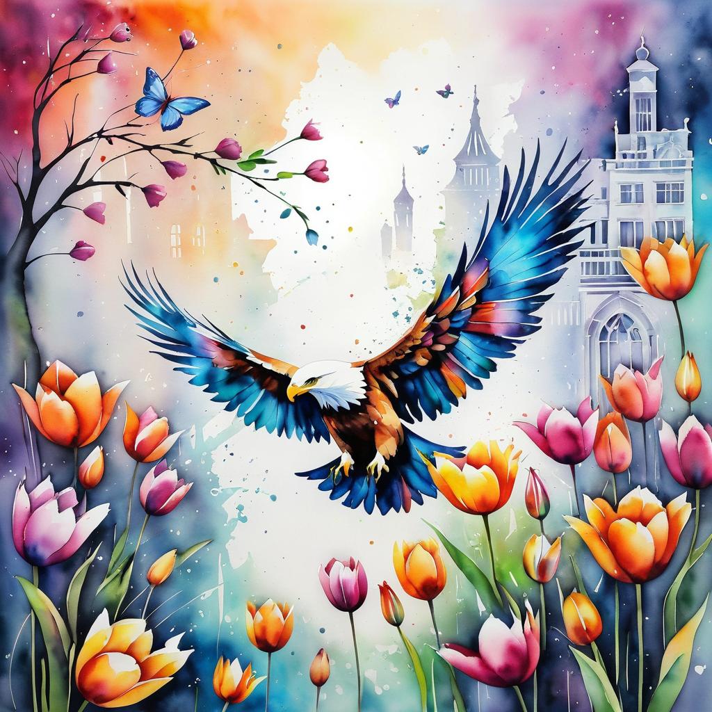 Dreamlike Watercolor Symphony with Wildlife