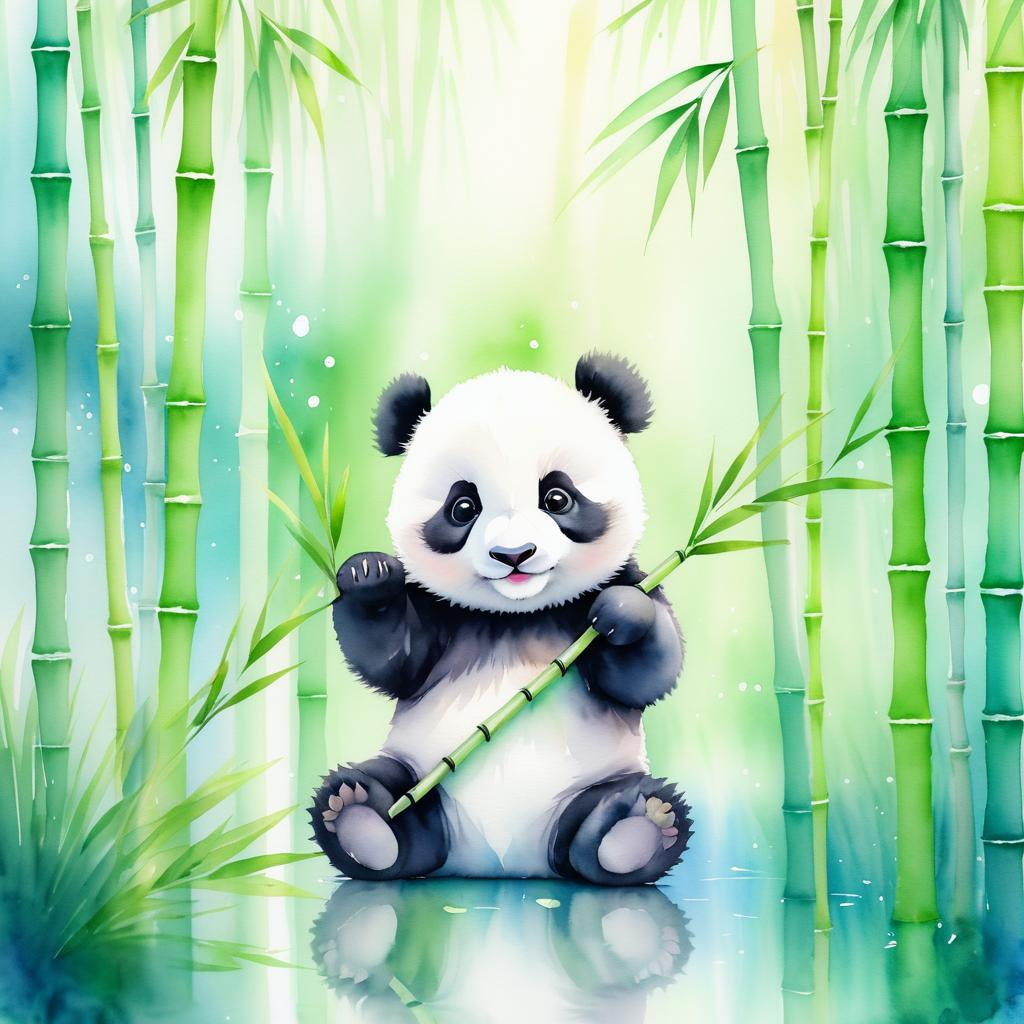 Whimsical Panda in Serene Bamboo Grove