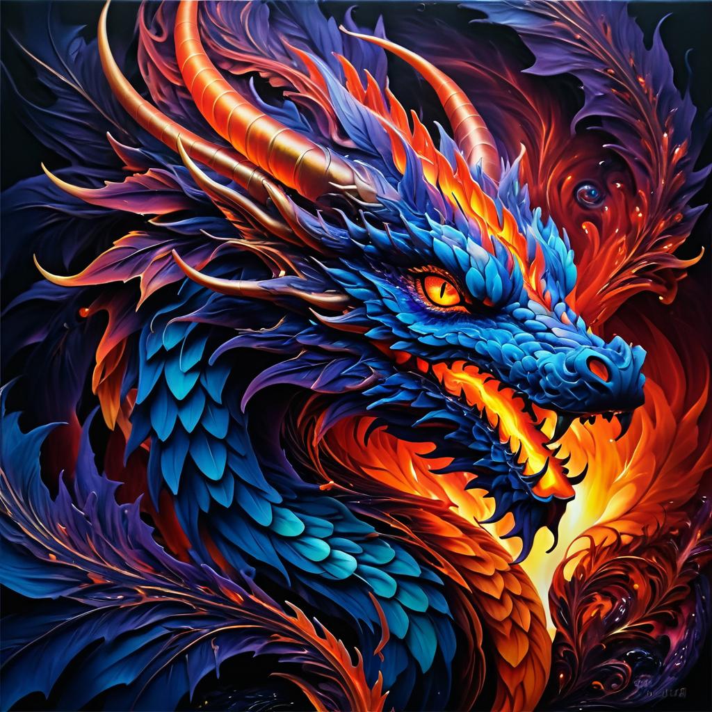 Ethereal Hybrid Dragon in Fiery Glow