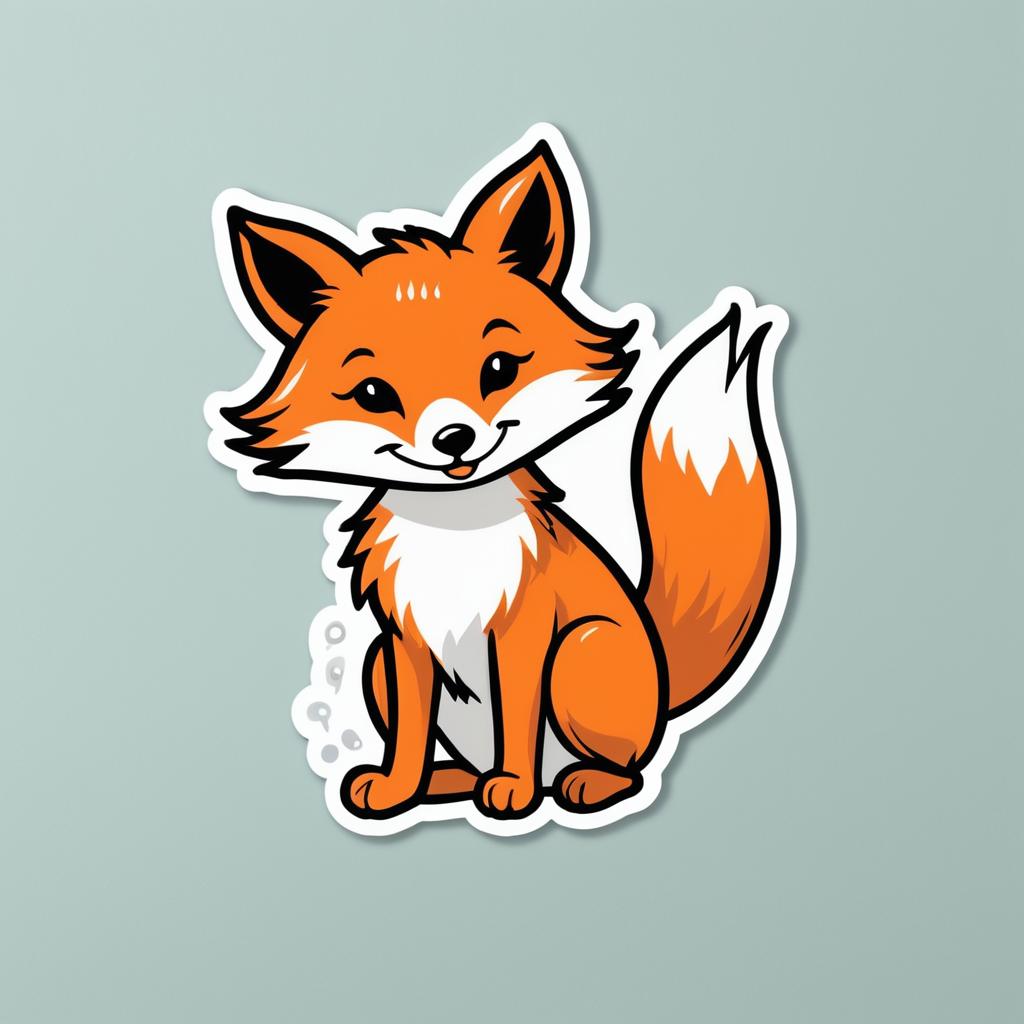 Whimsical Mischievous Fox Sticker Design