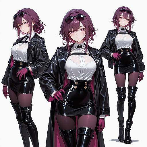 Purple-Haired Girl in White Shirt