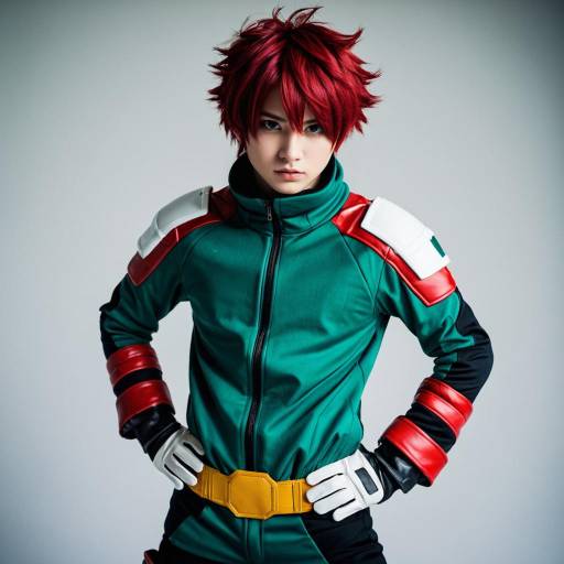 Cosplayer in Red Hair and Green Costume