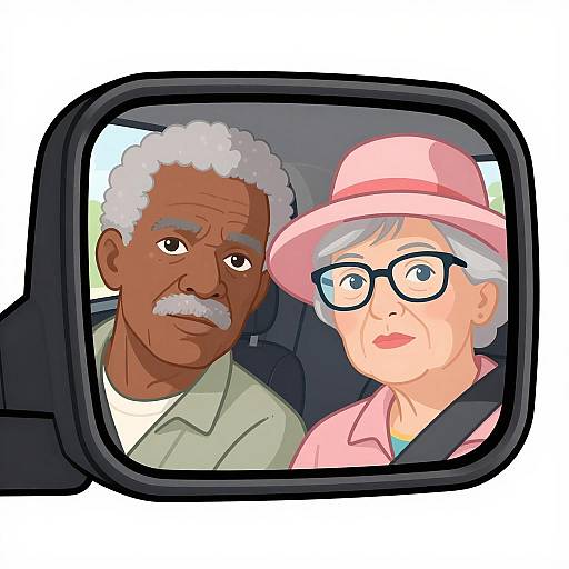 Intense Reflections in Car Mirror