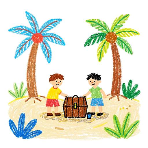 Kids' Crayon Treasure Hunt Drawing