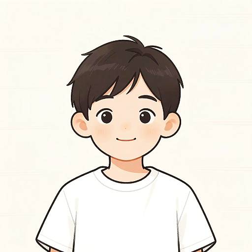 Minimalist Digital Portrait of East Asian Child