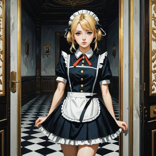 Anime Maid in Baroque Interior