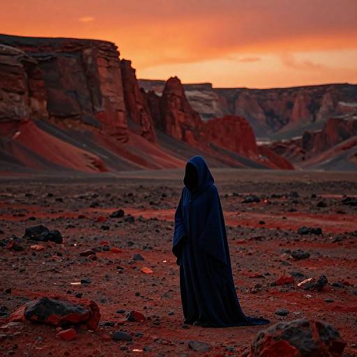 Solitary Sentinel in Fiery Barren Landscape
