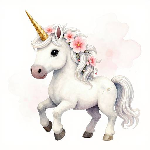 White Unicorn with Boho Watercolor
