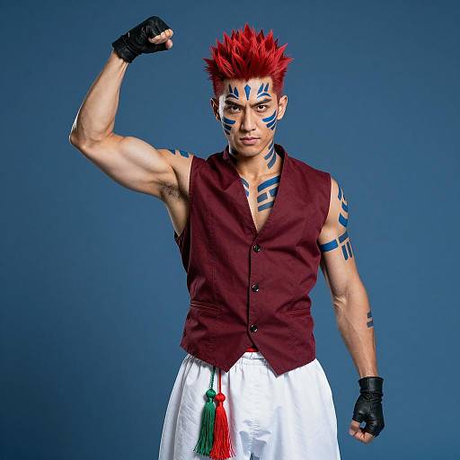 Vibrant Male Character with Tribal Markings