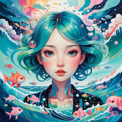 Abstract Woman in Ocean Landscape