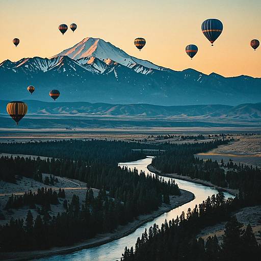 Panoramic Hot Air Balloon Landscape Art