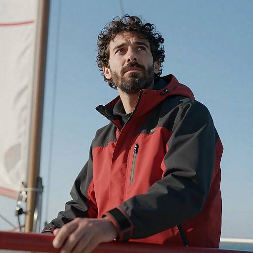 Focused Sailor on Sunlit Deck
