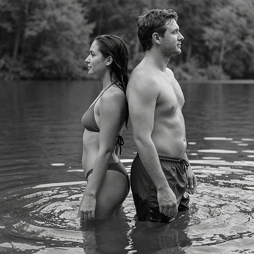 Couple in Shallow Water: Black & White