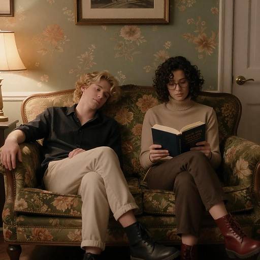 Cozy Evening on a Floral Couch